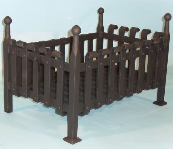 Fire grate, hand forged scrolls