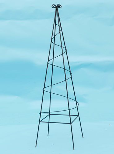 Obelisk with hand forged scrolls as finial