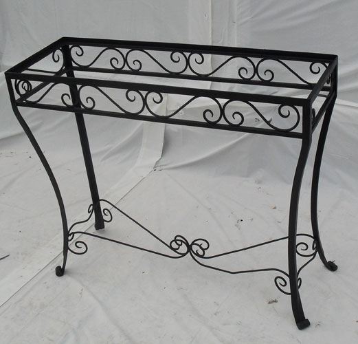 Side table hand forged scrolls and splayed feet